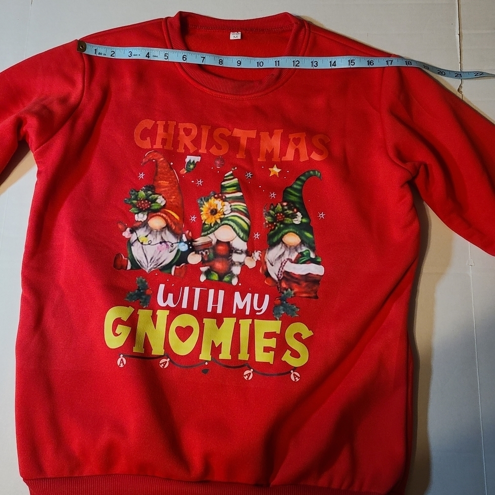 Red Christmas With My Gnomies Holiday Festive Sweatshirt Womens Medium - Picture 6 of 10
